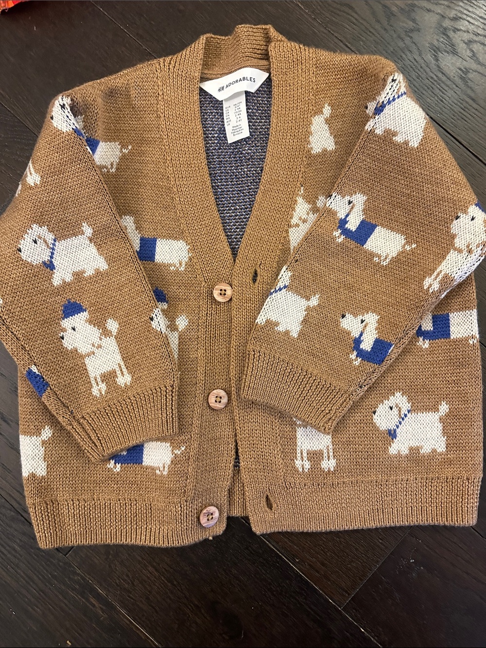 H&M Adorables Dog-Print Cardigan 3/4T